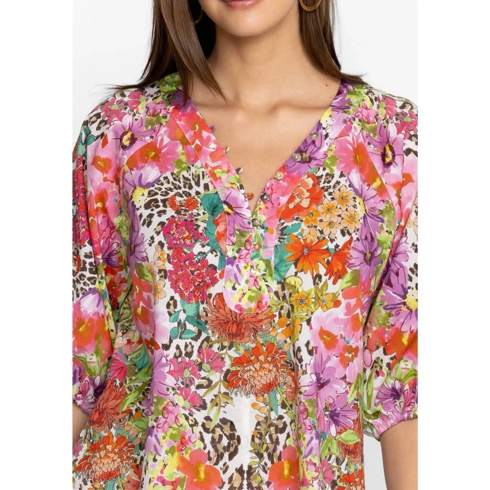 JOHNNY WAS 2 Piece Wild Garden Blouse and Short Set - Women’s Large - Picture 4 of 16